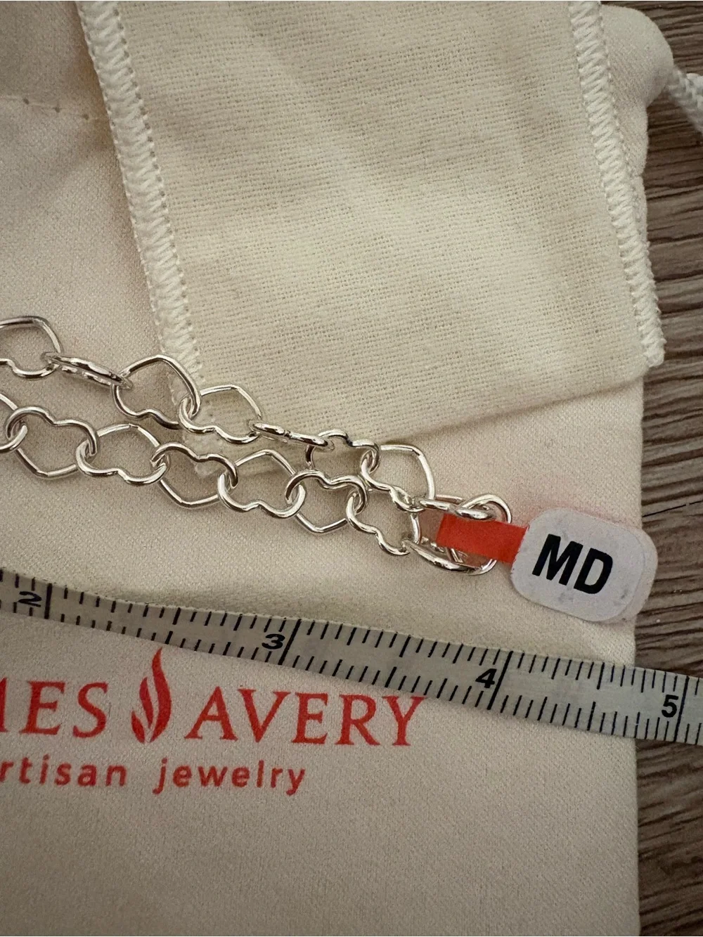 James Avery Sterling Silver Heart Link Charm Bracelet